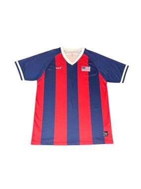 Mitre Elite USA Soccer Jersey Shirt Men's Large L Navy Red Striped Retro Style